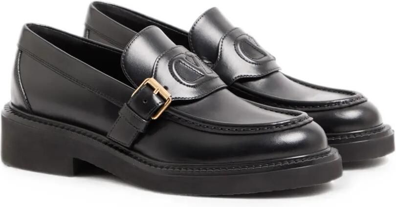 Valentino Garavani VLogo kalfsleren mocassin met reliëf Zwart - Foto 4