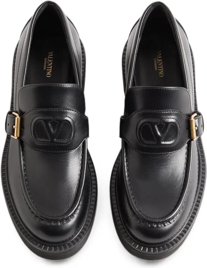 Valentino Garavani VLogo kalfsleren mocassin met reliëf Zwart - Foto 2