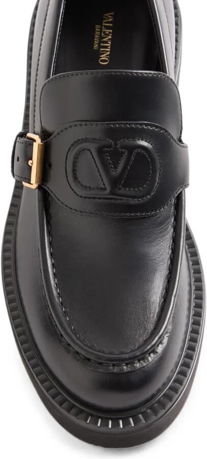 Valentino Garavani VLogo kalfsleren mocassin met reliëf Zwart - Foto 3