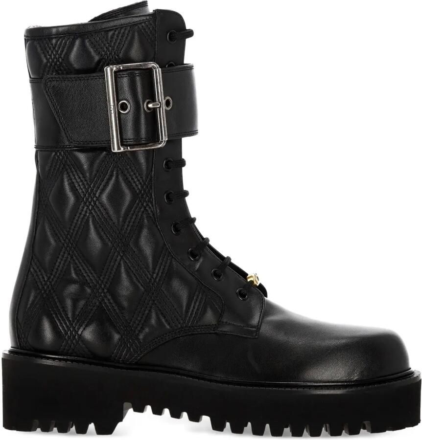 Valentino Garavani VLogo leren combat boots Zwart