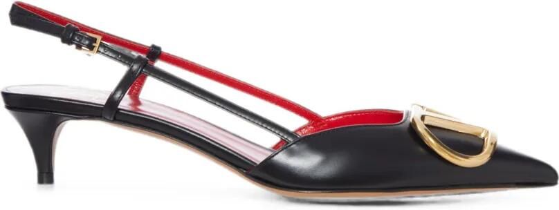 Valentino Garavani VLogo leren slingback pumps Zwart