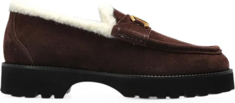 Valentino Garavani VLogo loafers met lammy voering Bruin