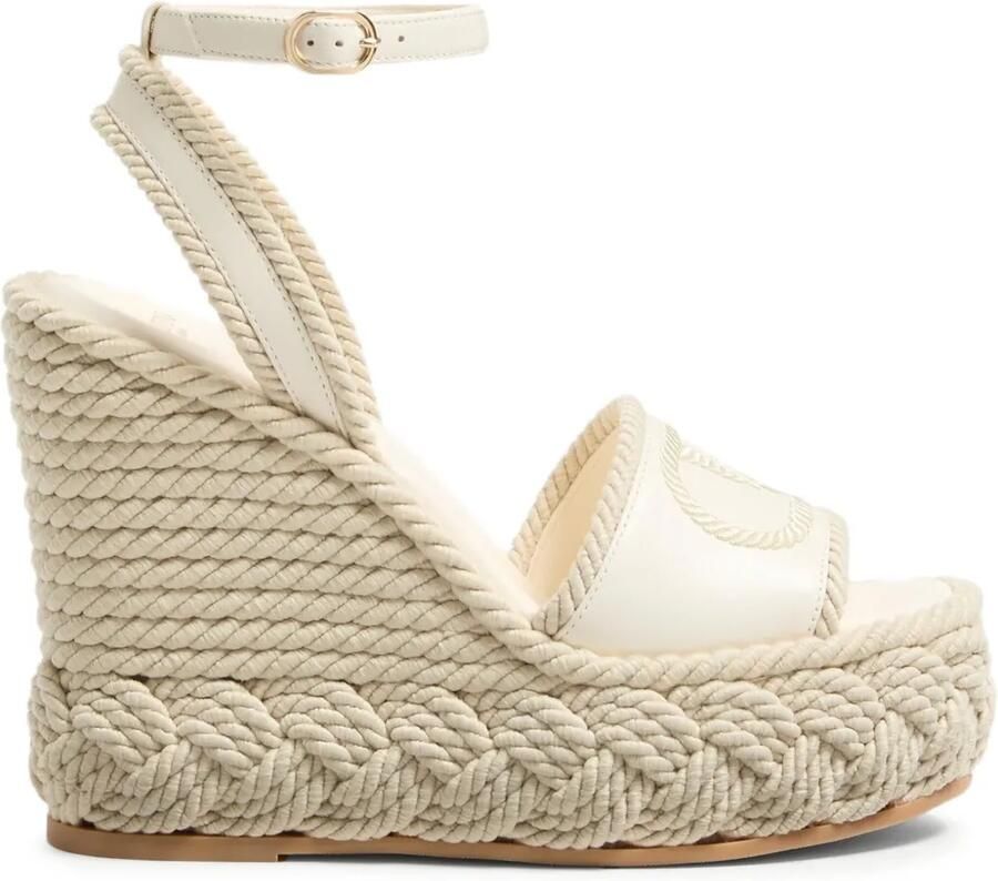 Valentino Garavani VLogo nappaleren sandalen met sleehak (130 mm) Wit