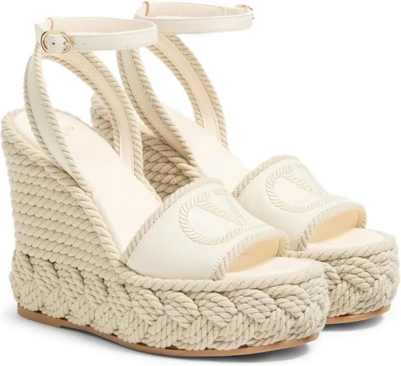 Valentino Garavani VLogo nappaleren sandalen met sleehak (130 mm) Wit - Foto 3