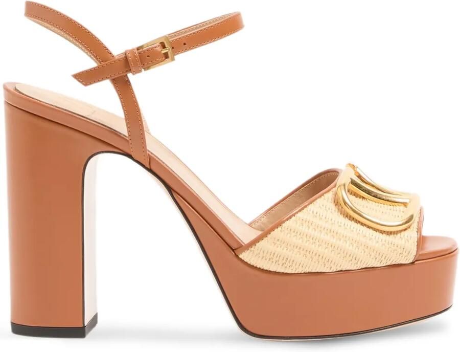 Valentino Garavani VLogo sandalen met plateauzool Bruin