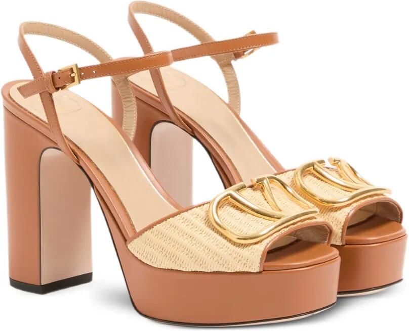 Valentino Garavani VLogo sandalen met plateauzool Bruin - Foto 4