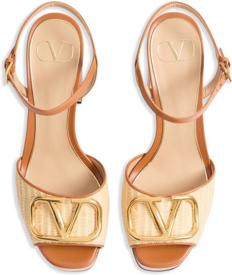 Valentino Garavani VLogo sandalen met plateauzool Bruin - Foto 2