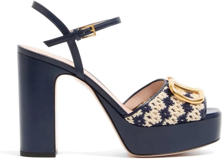 Valentino Garavani VLogo sandalen met plateauzool en gehaakte stof Blauw