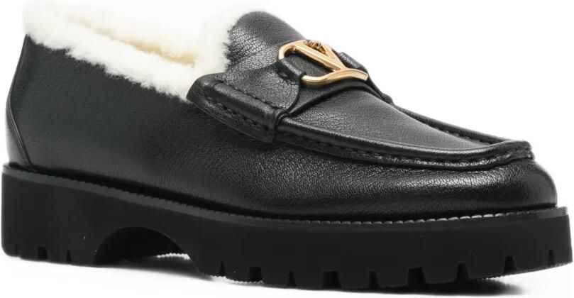 Valentino Garavani VLogo leren loafers met lammy voering Zwart - Foto 2