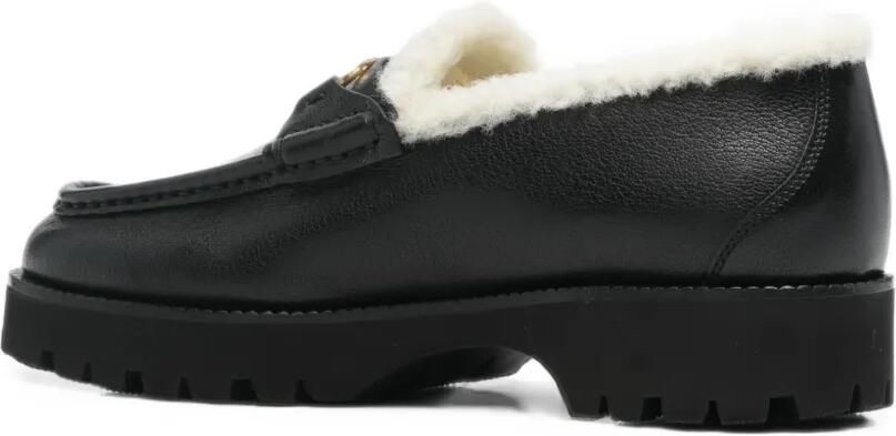 Valentino Garavani VLogo leren loafers met lammy voering Zwart - Foto 3