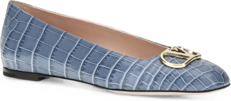 Valentino Garavani VLogo Signature ballerina's met krokodillen-reliëf Blauw