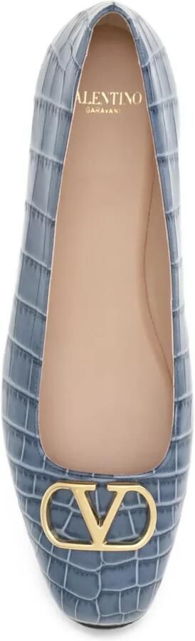 Valentino Garavani VLogo Signature ballerina's met krokodillen-reliëf Blauw - Foto 2