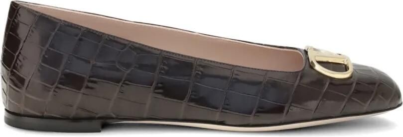 Valentino Garavani VLogo Signature ballerina's met krokodillen-reliëf Bruin