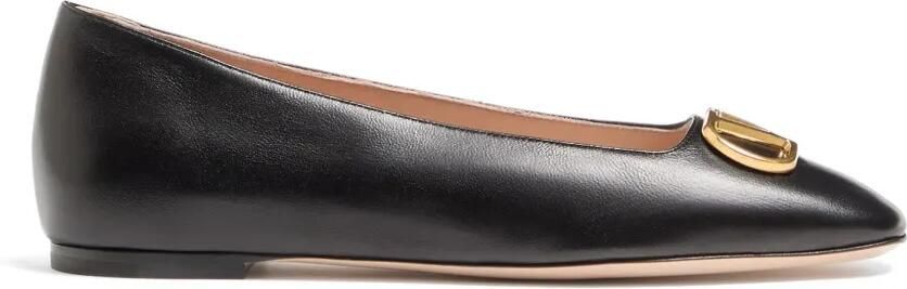 Valentino Garavani VLogo Signature ballerina's van gelamineerd nappaleer Zwart
