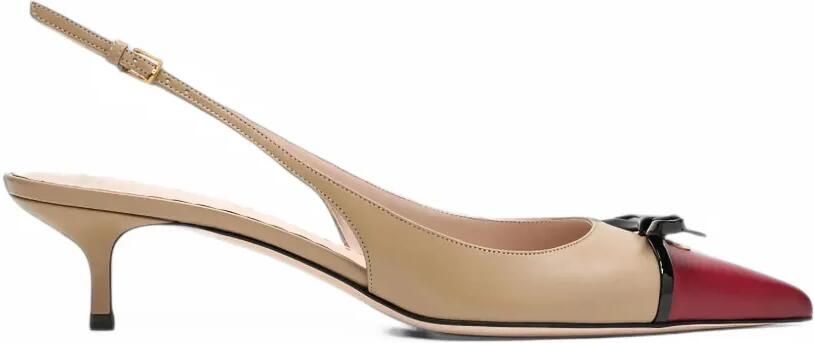 Valentino Garavani VLogo Signature bow slingback pumps Beige