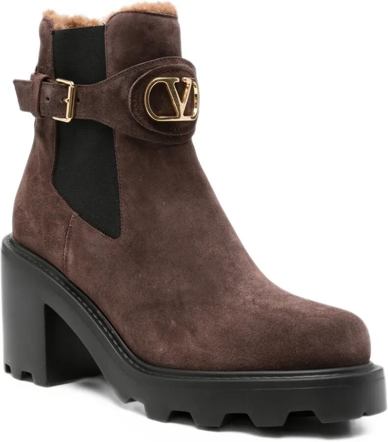 Valentino Garavani VLogo Signature buckle-fastening ankle boots Bruin - Foto 2
