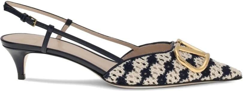 Valentino Garavani VLogo Signature gehaakte slingback pumps met hak Wit - Foto 1