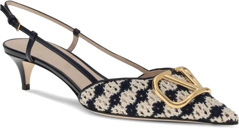 Valentino Garavani VLogo Signature gehaakte slingback pumps met hak Wit - Foto 2