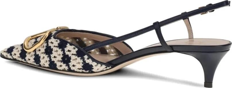Valentino Garavani VLogo Signature gehaakte slingback pumps met hak Wit - Foto 3