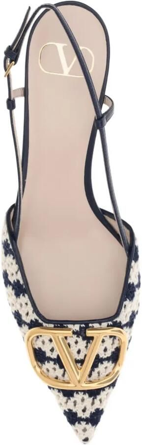 Valentino Garavani VLogo Signature gehaakte slingback pumps met hak Wit - Foto 4
