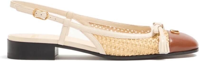 Valentino Garavani VLogo Signature geweven platte pumps Beige