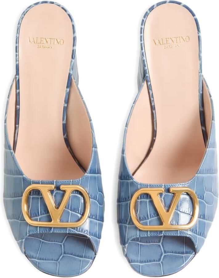 Valentino Garavani VLogo Signature kalfsleren sandalen met print (95 mm) Blauw - Foto 2