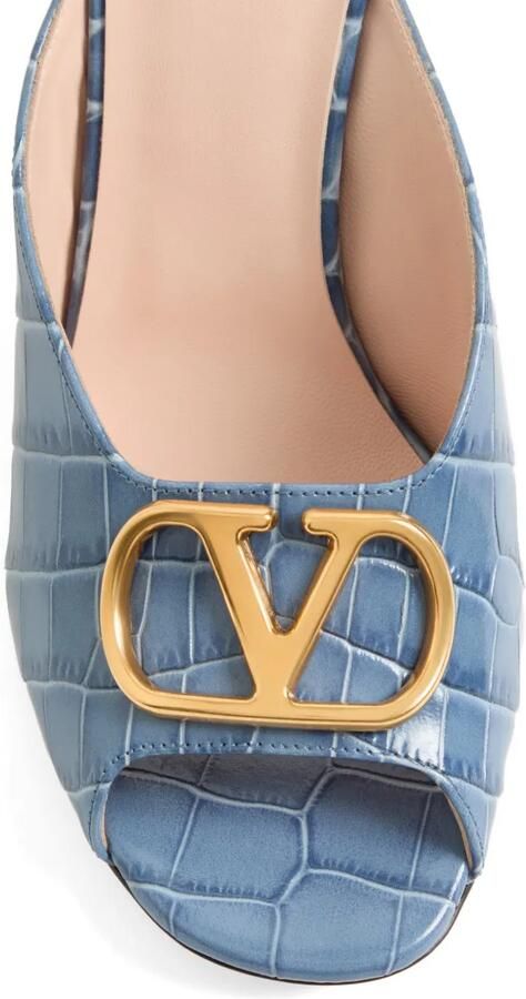 Valentino Garavani VLogo Signature kalfsleren sandalen met print (95 mm) Blauw - Foto 3