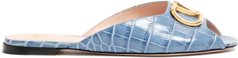 Valentino Garavani VLogo Signature kalfsleren sandalen met print Blauw