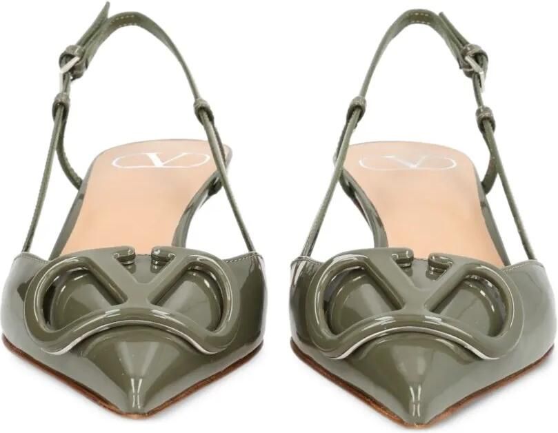 Valentino Garavani VLogo Signature kalfsleren slingback pumps Groen - Foto 3