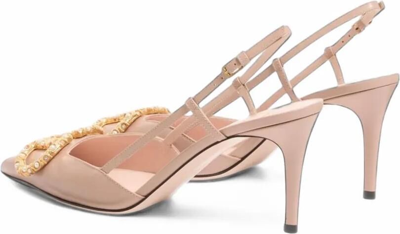 Valentino Garavani VLogo Signature kalfsleren slingback pumps met logo Beige - Foto 5