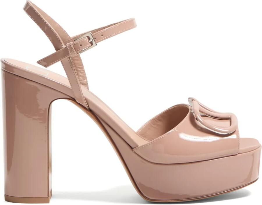 Valentino Garavani VLogo Signature lakleren sandalen met plateauzool Roze