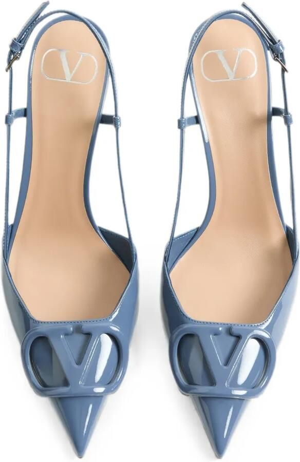 Valentino Garavani VLogo Signature lakleren slingback pumps Blauw - Foto 2