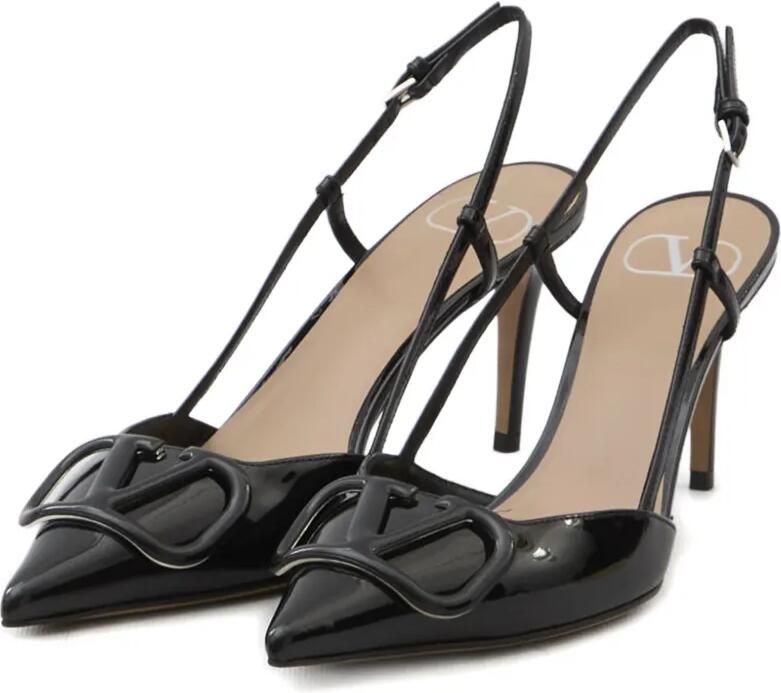 Valentino Garavani VLogo Signature lakleren slingback pumps Zwart - Foto 3