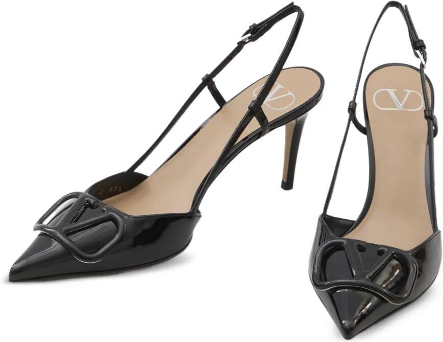 Valentino Garavani VLogo Signature lakleren slingback pumps Zwart - Foto 2