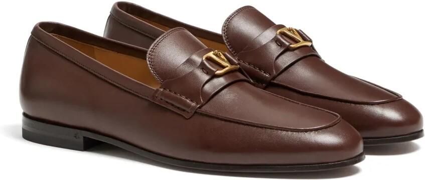 Valentino Garavani VLogo Signature leren loafers Bruin - Foto 4