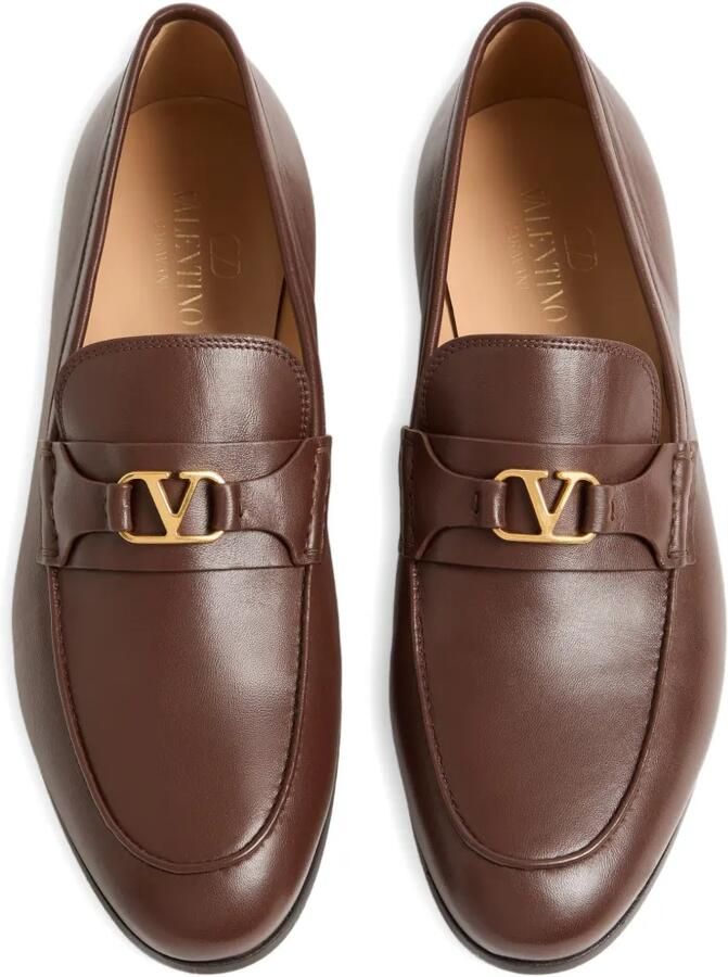 Valentino Garavani VLogo Signature leren loafers Bruin - Foto 2