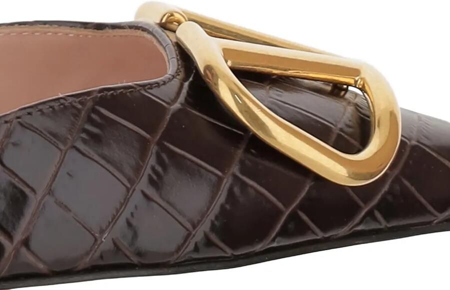 Valentino Garavani VLogo Signature leren pumps met krokodillen-reliëf Bruin - Foto 3