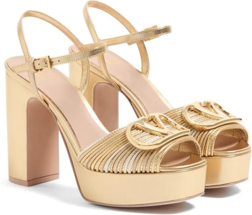 Valentino Garavani VLogo Signature metalen platformsandalen met Cornely borduurwerk 115 mm Goud - Foto 4
