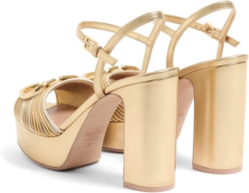 Valentino Garavani VLogo Signature metalen platformsandalen met Cornely borduurwerk 115 mm Goud - Foto 5