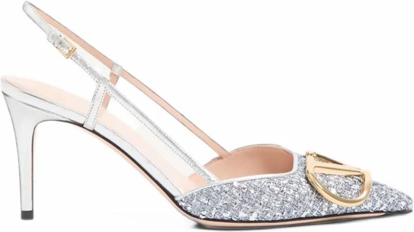 Valentino Garavani VLogo Signature metallic tweed pumps Blauw