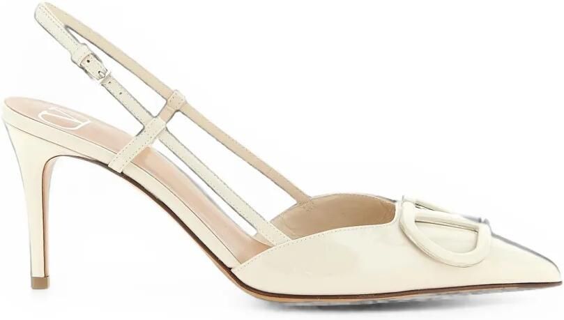 Valentino Garavani VLogo Signature Patent Leather Slingback Pump 80Mm Beige