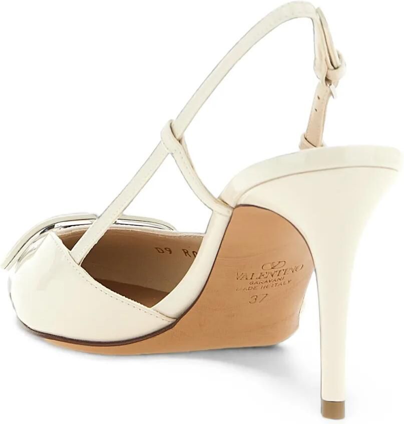Valentino Garavani VLogo Signature Patent Leather Slingback Pump 80Mm Beige - Foto 2