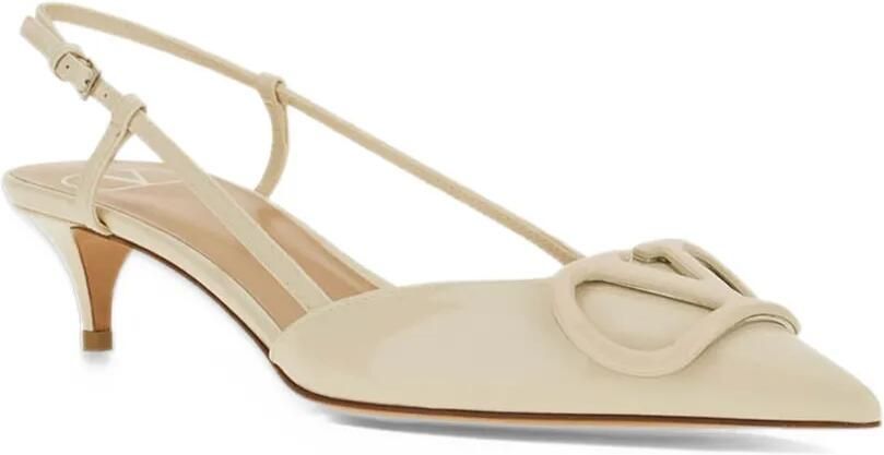 Valentino Garavani VLogo Signature patent-leather slingback pumps 40mm Wit - Foto 2
