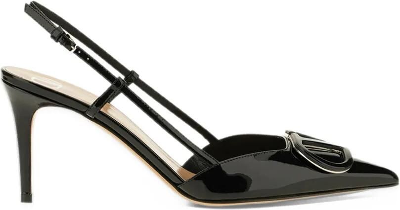 Valentino Garavani VLogo Signature patent leather slingback pumps 80mm Zwart