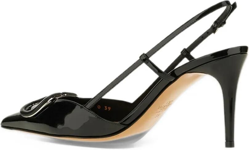 Valentino Garavani VLogo Signature patent leather slingback pumps 80mm Zwart - Foto 3