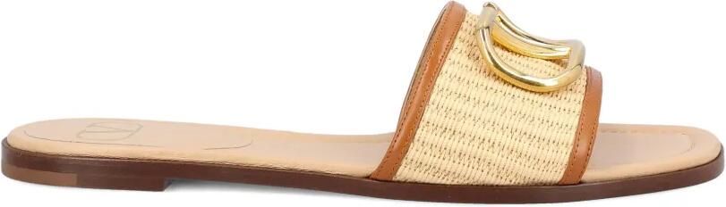 Valentino Garavani VLogo Signature sandalen met raffia effect Beige