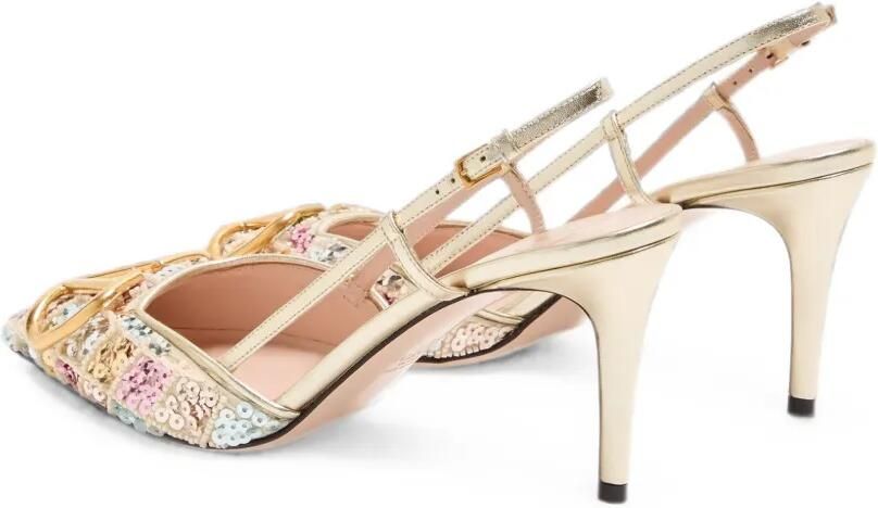 Valentino Garavani VLogo Signature slingback pumps met Rhombelle borduurwerk 80 mm Beige - Foto 5