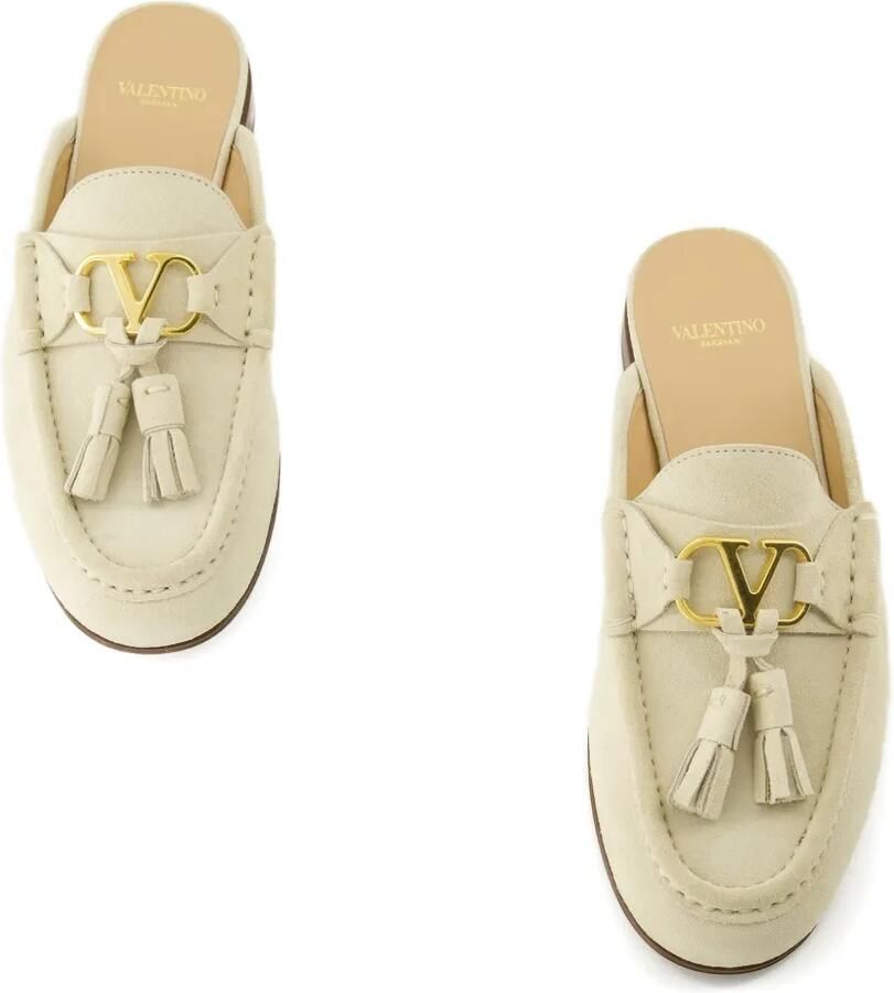 Valentino Garavani VLogo Signature slip-on loafers van gespleten leer 20 mm Beige - Foto 2