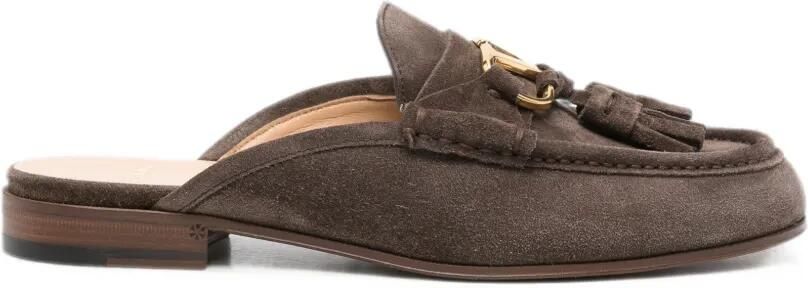 Valentino Garavani VLogo Signature slip-on loafers van gespleten leer 20 mm Bruin