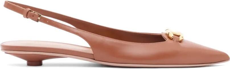 Valentino Garavani VLogo the Bold Edition kalfsleren slingback ballerina's 20 mm Bruin